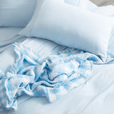Ultra Plush Vintage Washed Microfiber Quilt / Duvet cover set Single Blue