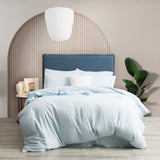 Ultra Plush Vintage Washed Microfiber Quilt / Duvet cover set Single Blue