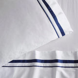 Renee Taylor Cloud 1000 TC Egyptian Cotton Sheet Set Deep Queen White Navy
