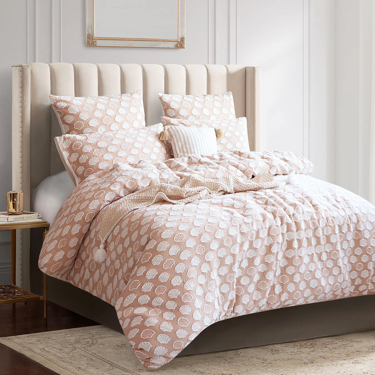 Renee Taylor Ariel Chenille Tufted Jacquard Quilt / Duvet Cover Set King