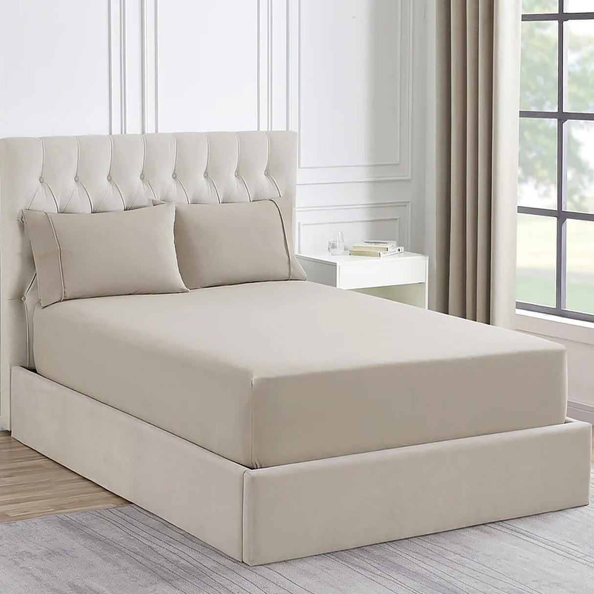 Ddecor Home 1500 Thread count Premium Cotton Blend Combo Sheet Set Queen Sand