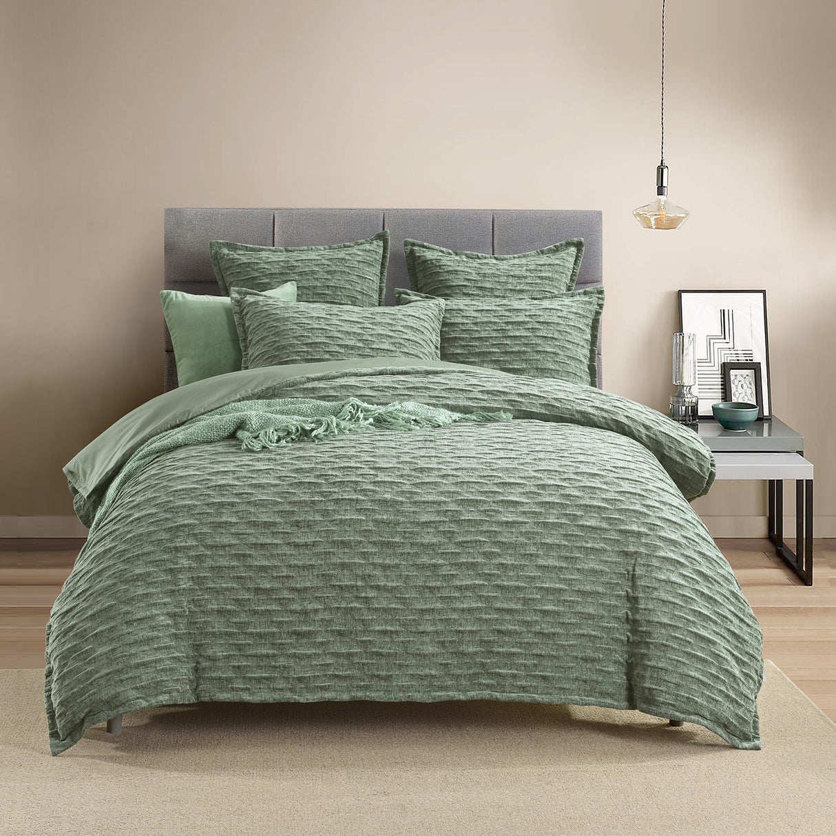 Renee Taylor Harper Jacquard Quilt / Duvet Cover Set King Juniper