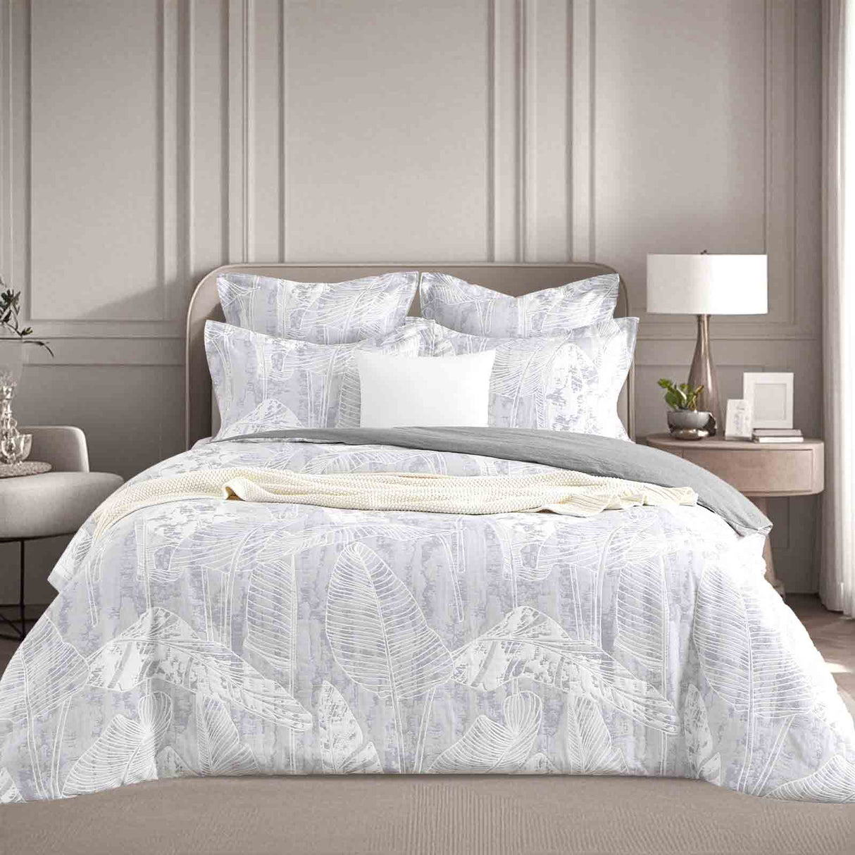 Renee Taylor Grove Jacquard Quilt / Duvet Cover Set Double Charcoal