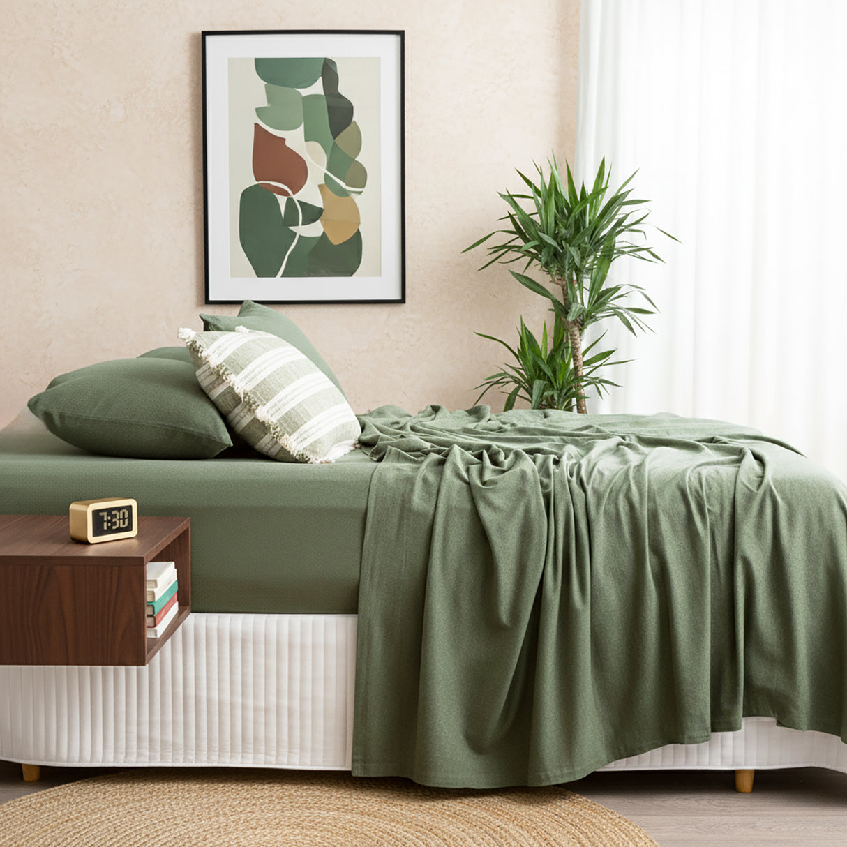 Renee Taylor Comfort Organic Cotton Sheet Set Double Olive