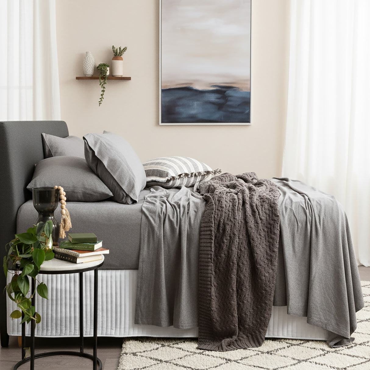 Renee Taylor Comfort Organic Cotton Sheet Set Double Charcoal
