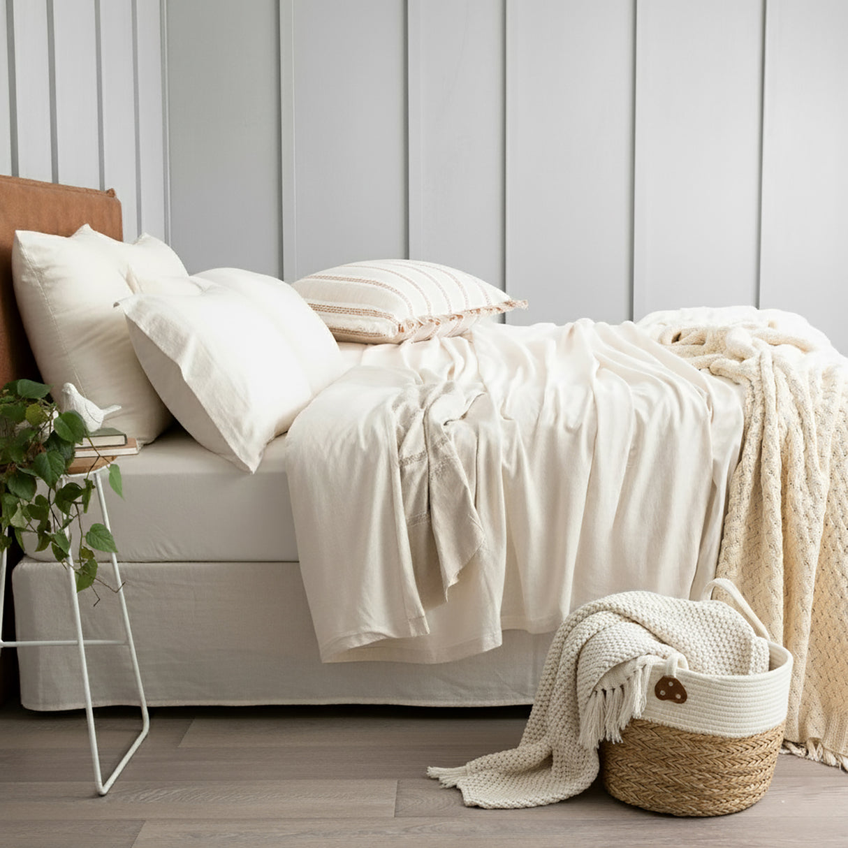Renee Taylor Comfort Organic Cotton Sheet Set Queen Oatmeal