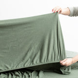 Renee Taylor Comfort Organic Fitted Sheet & Pillowcase -  Long Single Olive
