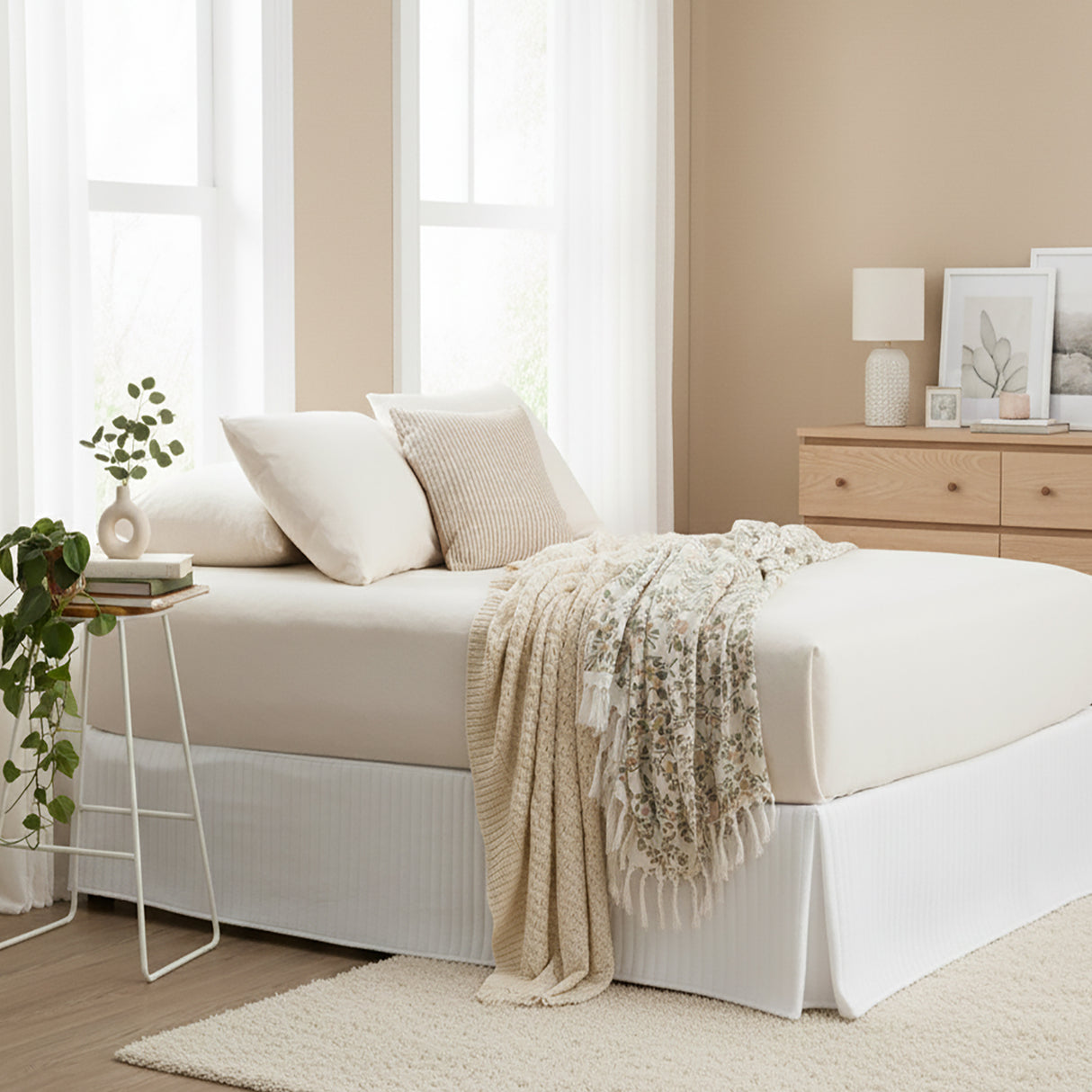 Renee Taylor Comfort Organic Fitted Sheet & Pillowcase -  King Single Oatmeal
