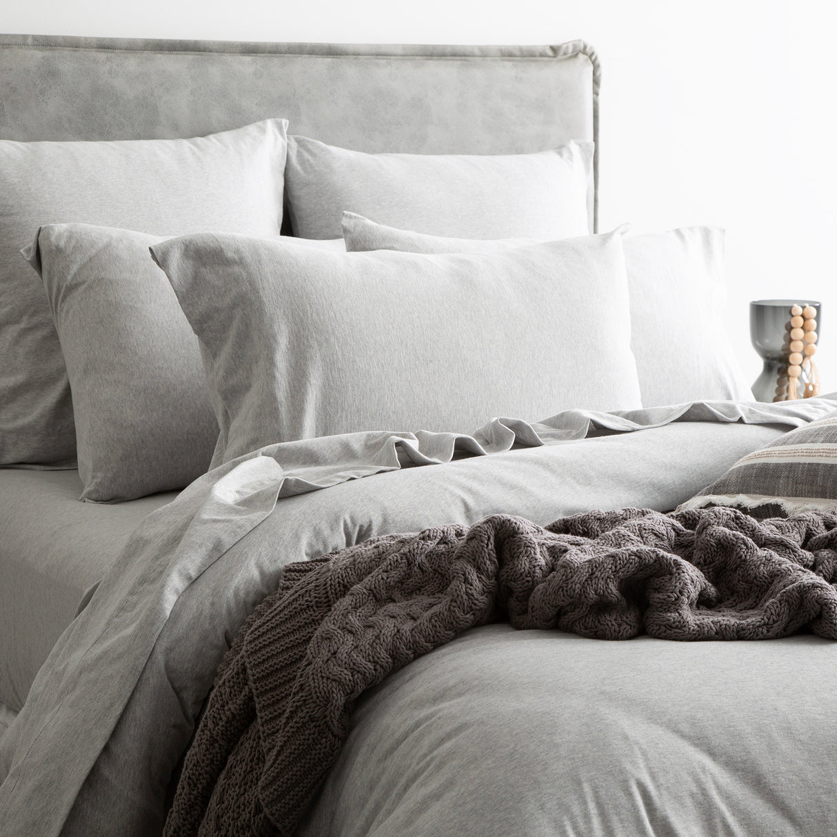 Renee Taylor Comfort Organic Cotton Quilt Cover Set Double Grey Marle