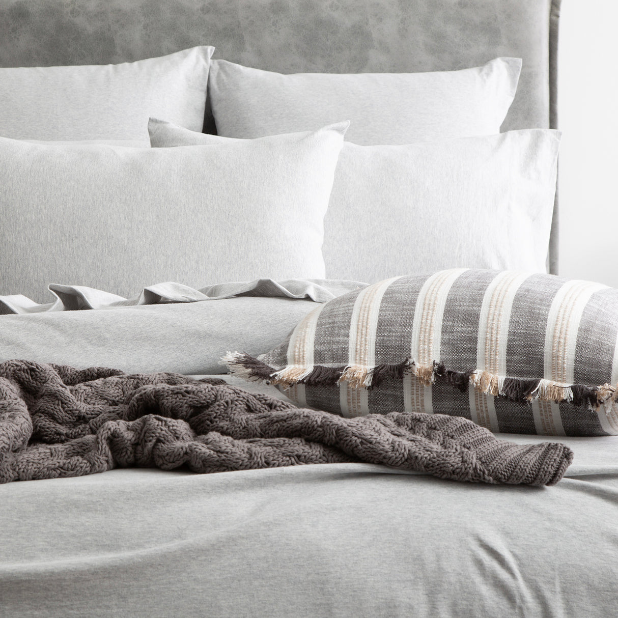 Renee Taylor Comfort Organic Cotton Quilt Cover Set Super King Grey Marle