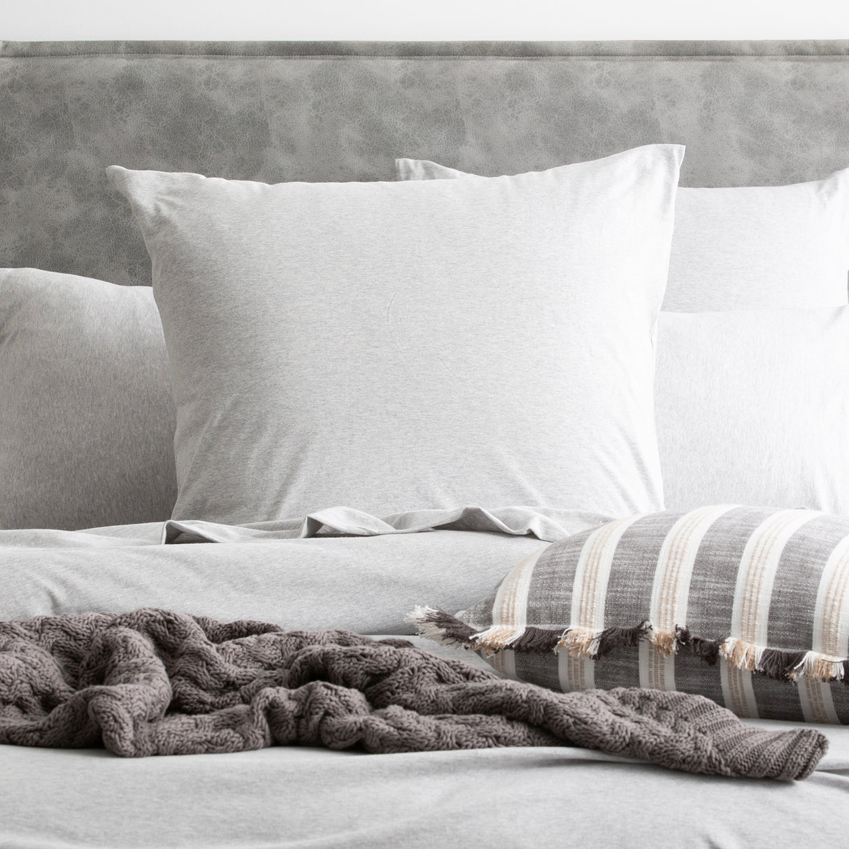 Renee Taylor Comfort Organic Cotton Quilt Cover Set Double Grey Marle