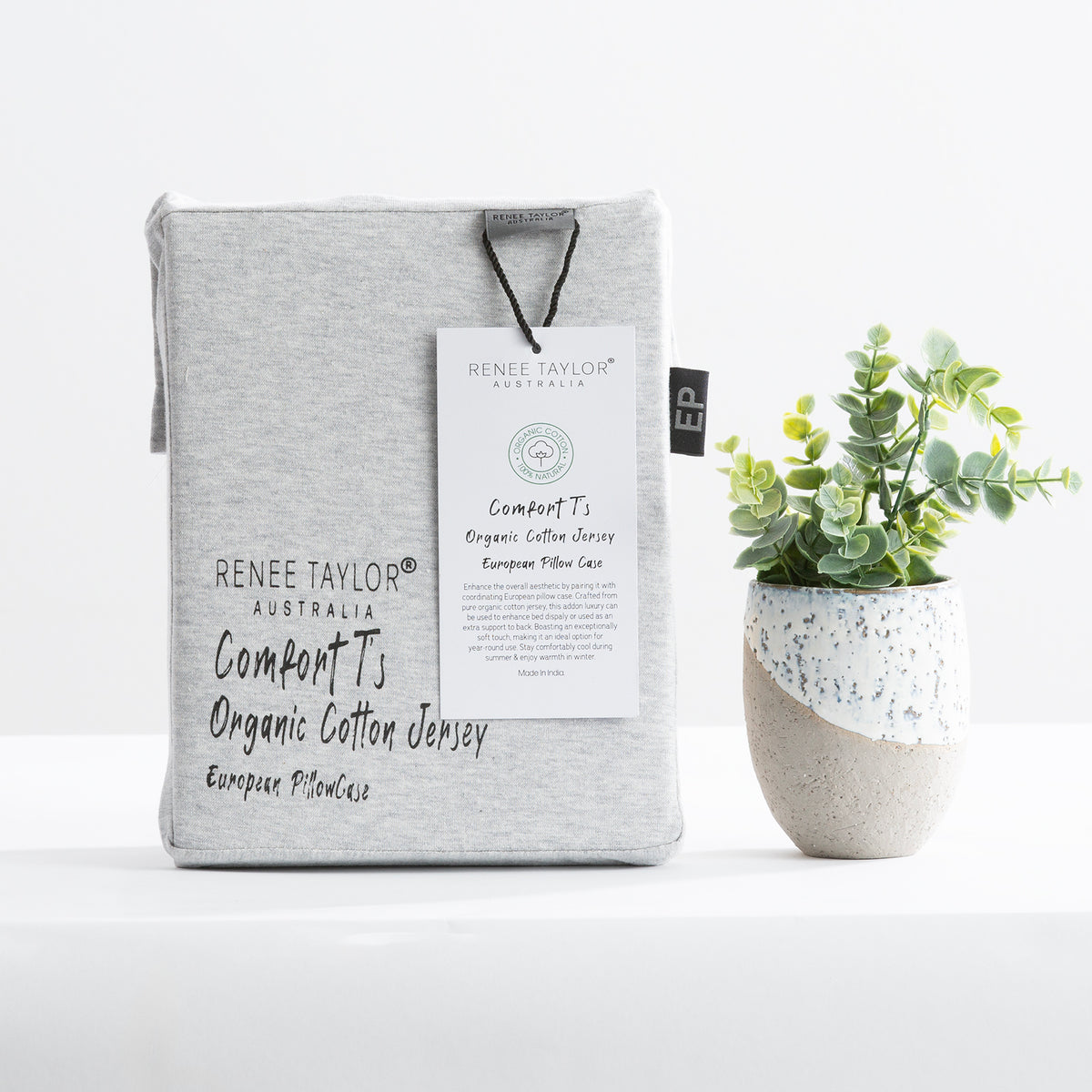 Renee Taylor Comfort Organic Cotton Quilt Cover Set Double Grey Marle