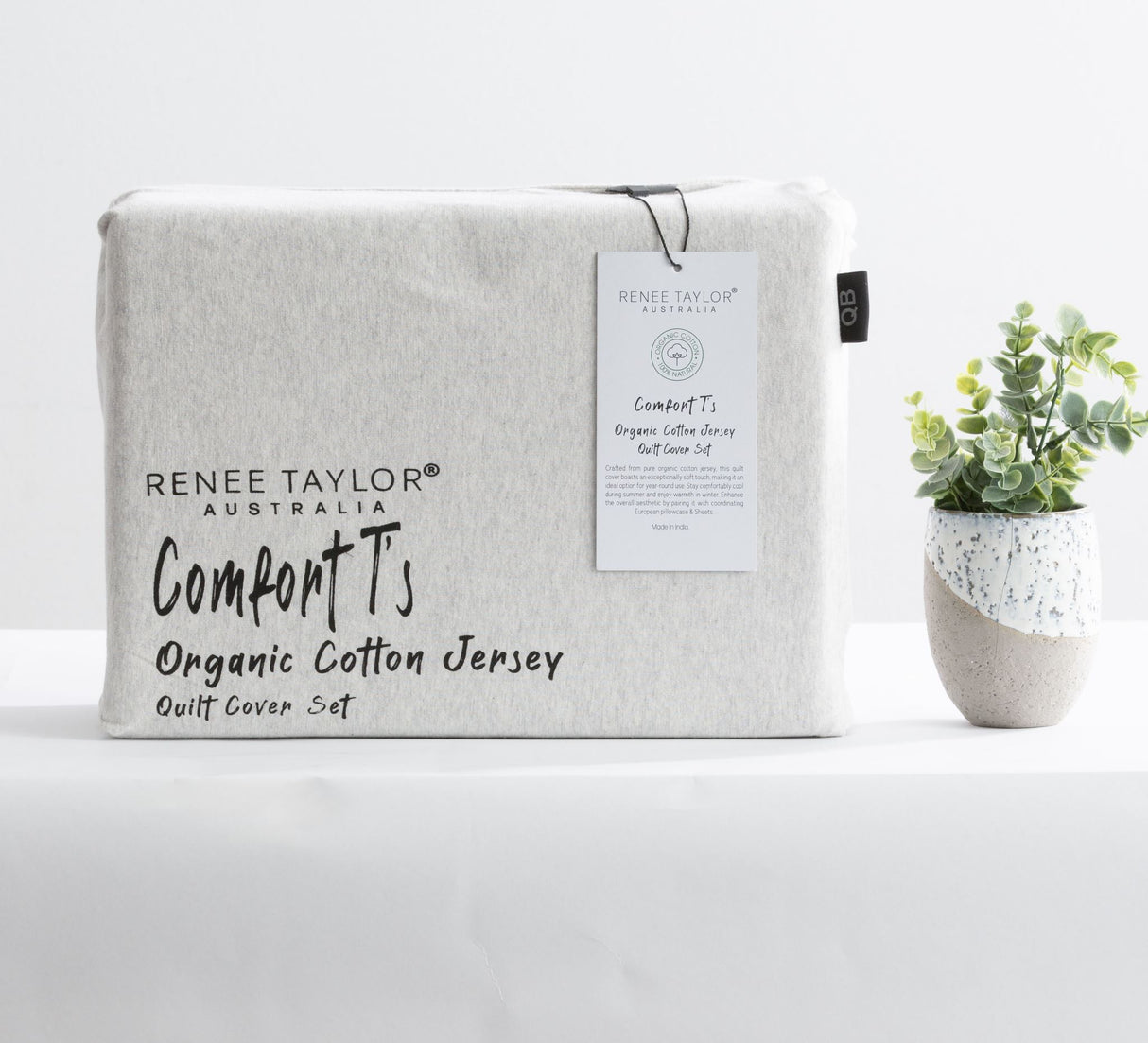 Renee Taylor Comfort Organic Cotton Quilt Cover Set Queen Ecru