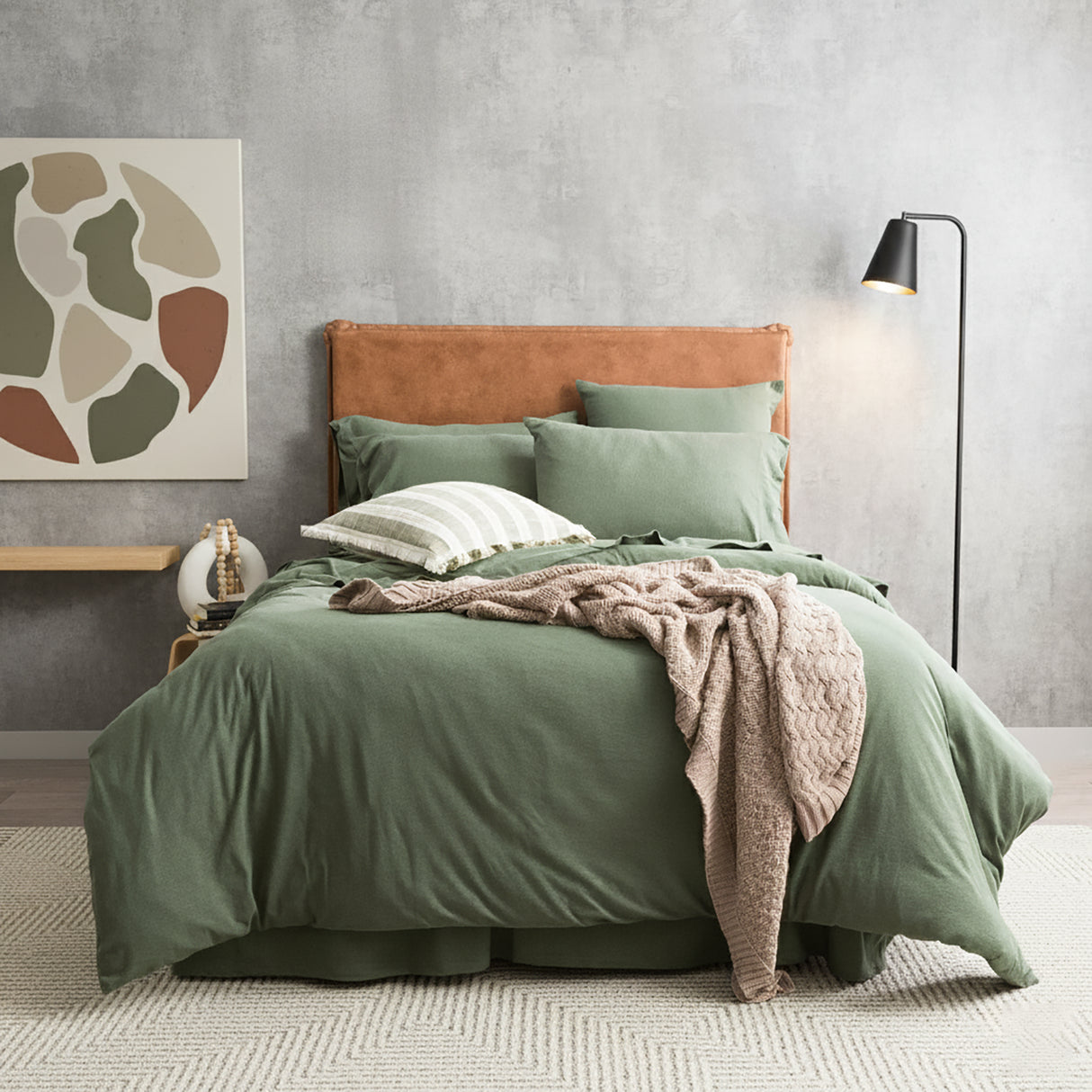 Renee Taylor Comfort Organic Cotton Quilt Cover Set Single Olive