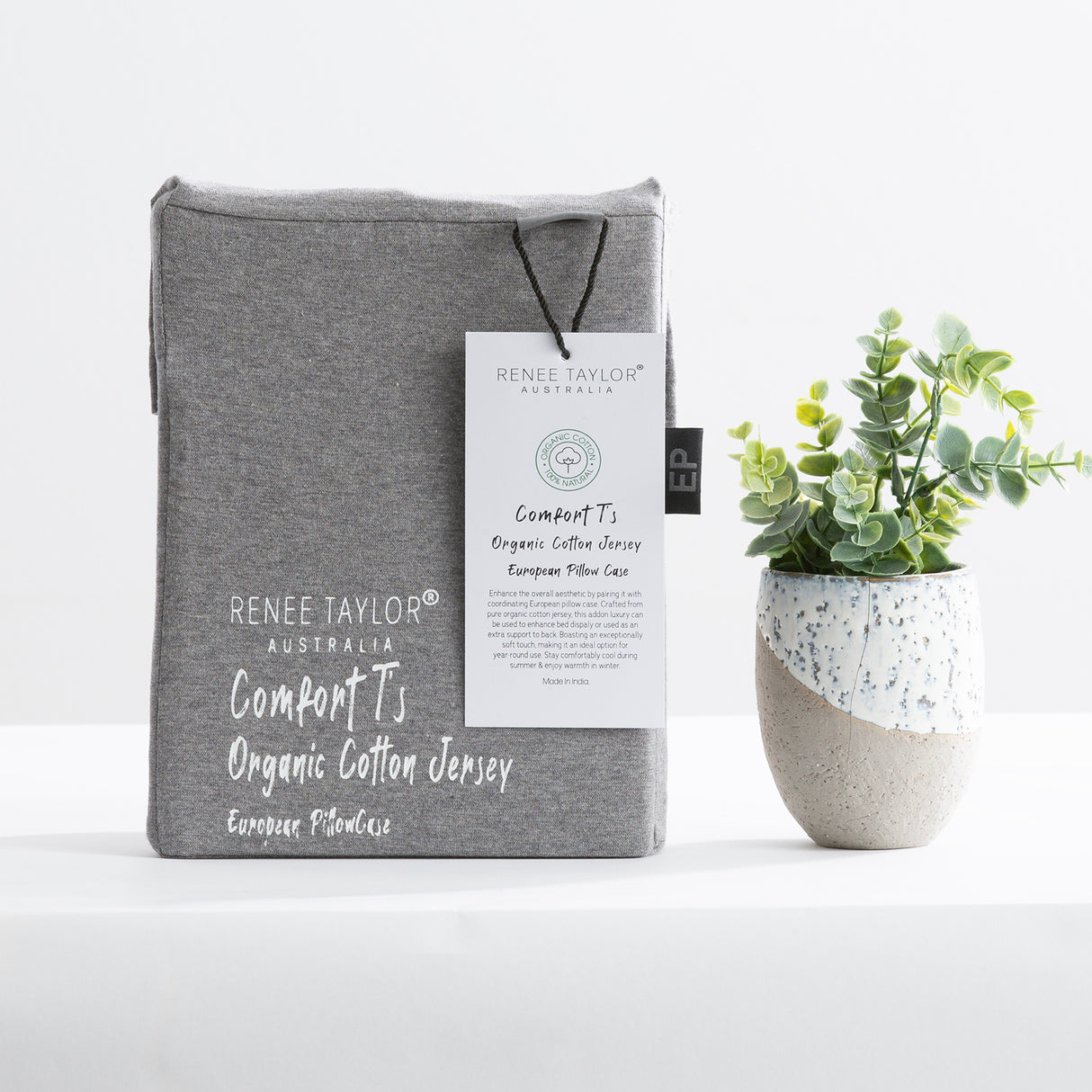Renee Taylor Comfort Organic Cotton Quilt Cover Set Double Charcoal
