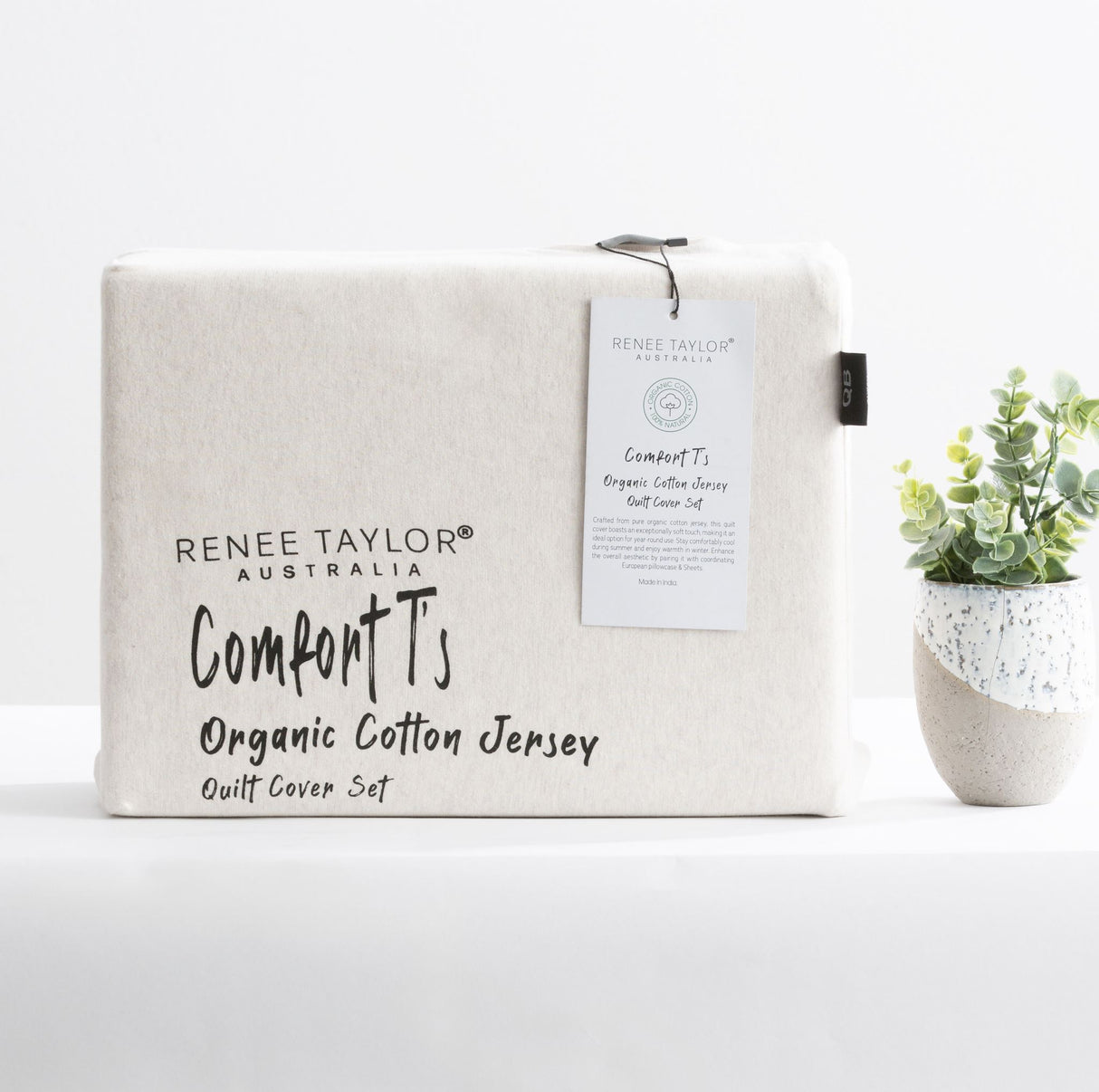 Renee Taylor Comfort Organic Cotton Quilt Cover Set Double Oatmeal