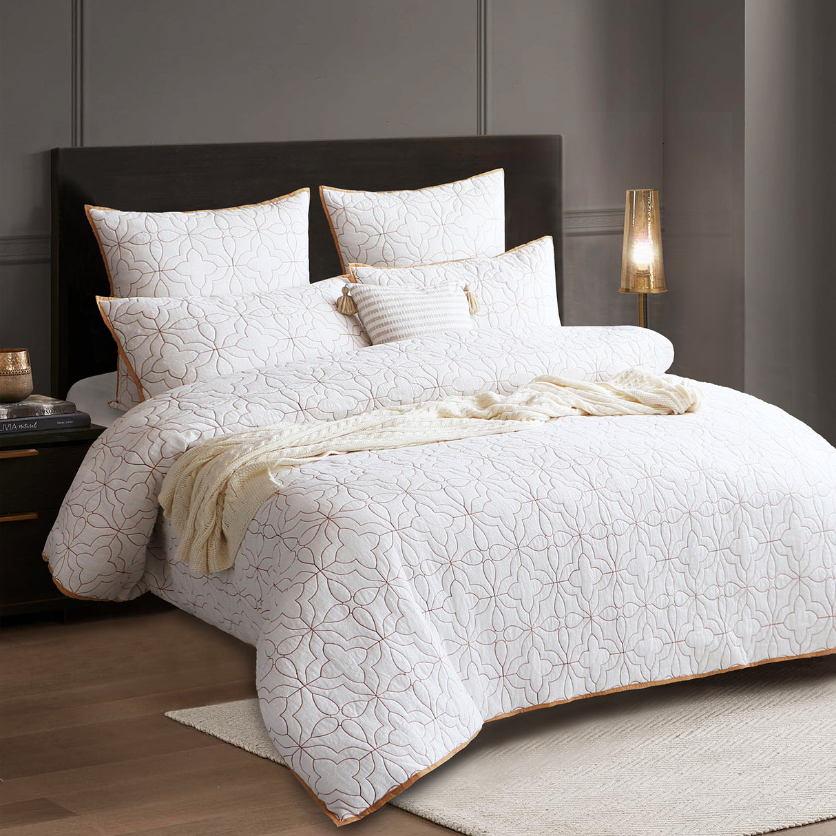 Renee Taylor Solaris Cotton Quilted Quilt Cover Set Double