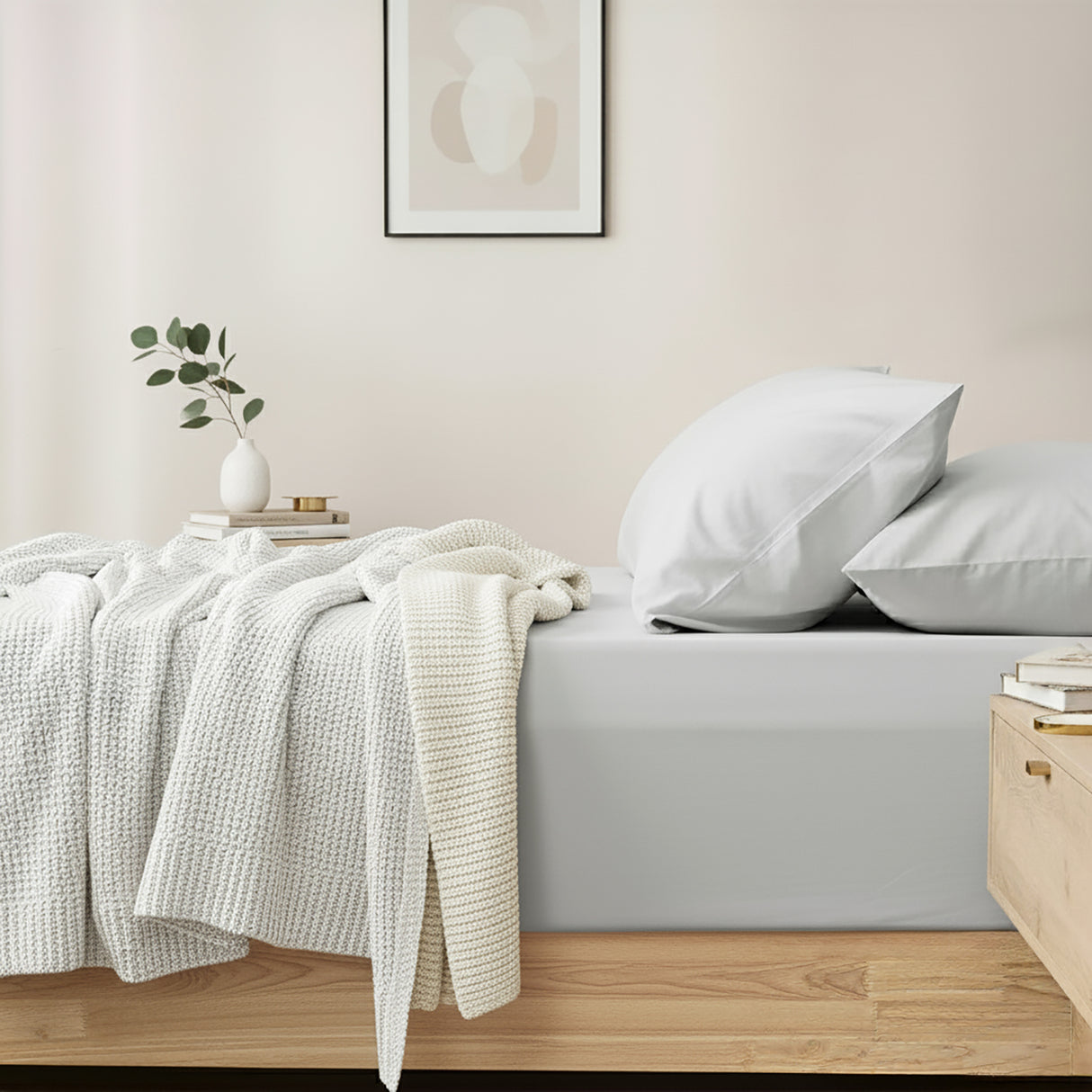 400 Thread Count Egyptian Cotton Fitted & Pillow Case  Long Single Antarctica