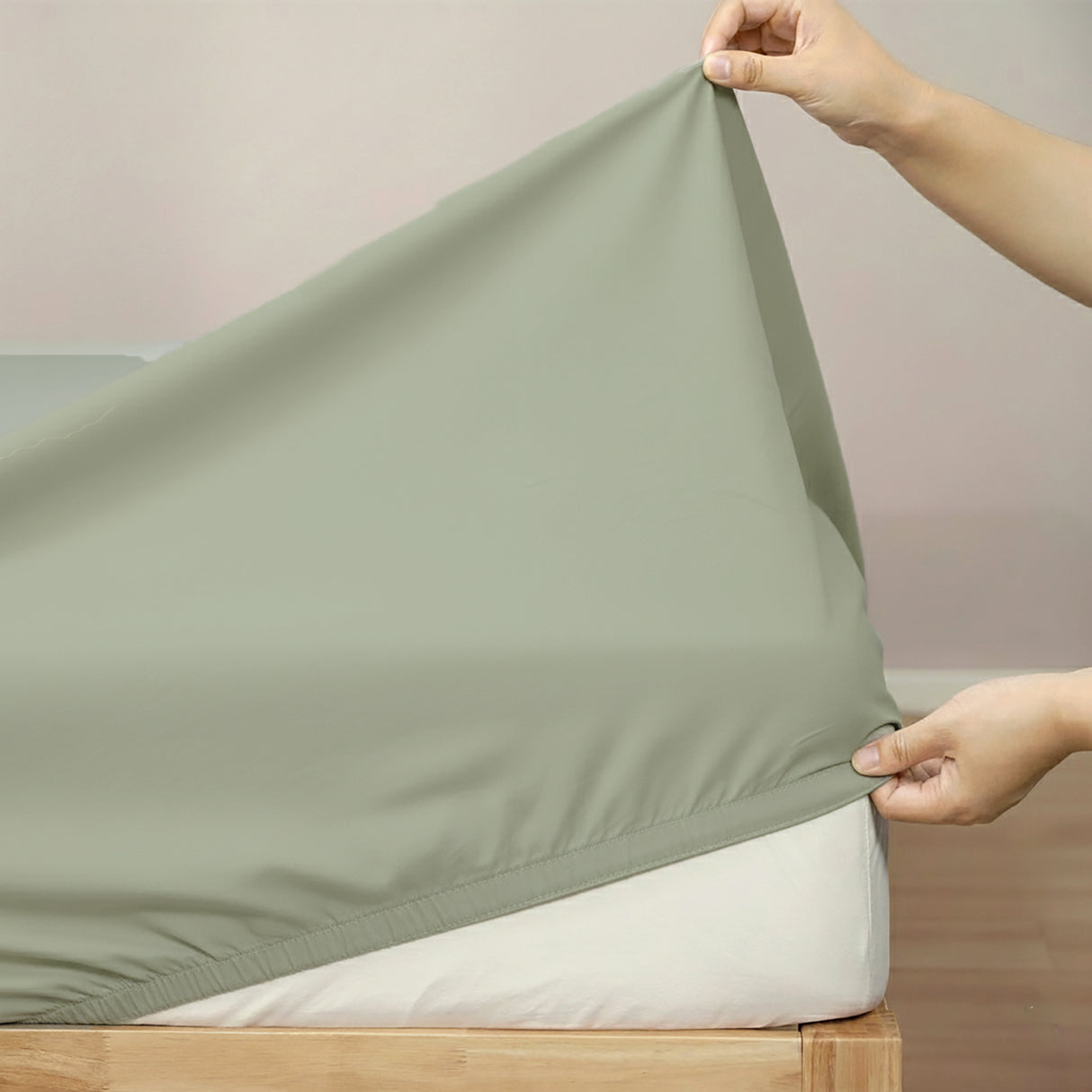 400 Thread Count Egyptian Cotton Fitted & Pillow Case  King Single Basil