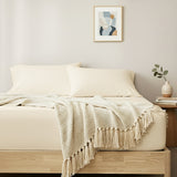 400 Thread Count Egyptian Cotton Fitted & Pillow Case  Double Vanilla