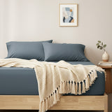 400 Thread Count Egyptian Cotton Fitted & Pillow Case  Double Steel Blue