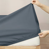 400 Thread Count Egyptian Cotton Fitted & Pillow Case  Deep King Steel Blue