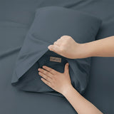 400 Thread Count Egyptian Cotton Fitted & Pillow Case  Long Single Steel Blue