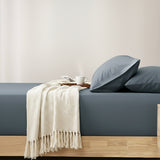 400 Thread Count Egyptian Cotton Fitted & Pillow Case  Deep Queen Steel Blue