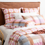 Textured Cotton Slub Reversible Quilt Cover Set Super King Miranda Check