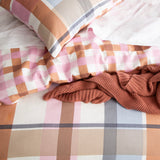 Renee Taylor Textured Cotton Slub Reversible Quilt Cover Set Queen Miranda Check