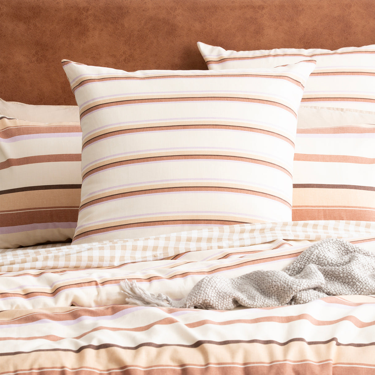 Renee Taylor Textured Cotton Slub Reversible Quilt Cover Set King William Stripe
