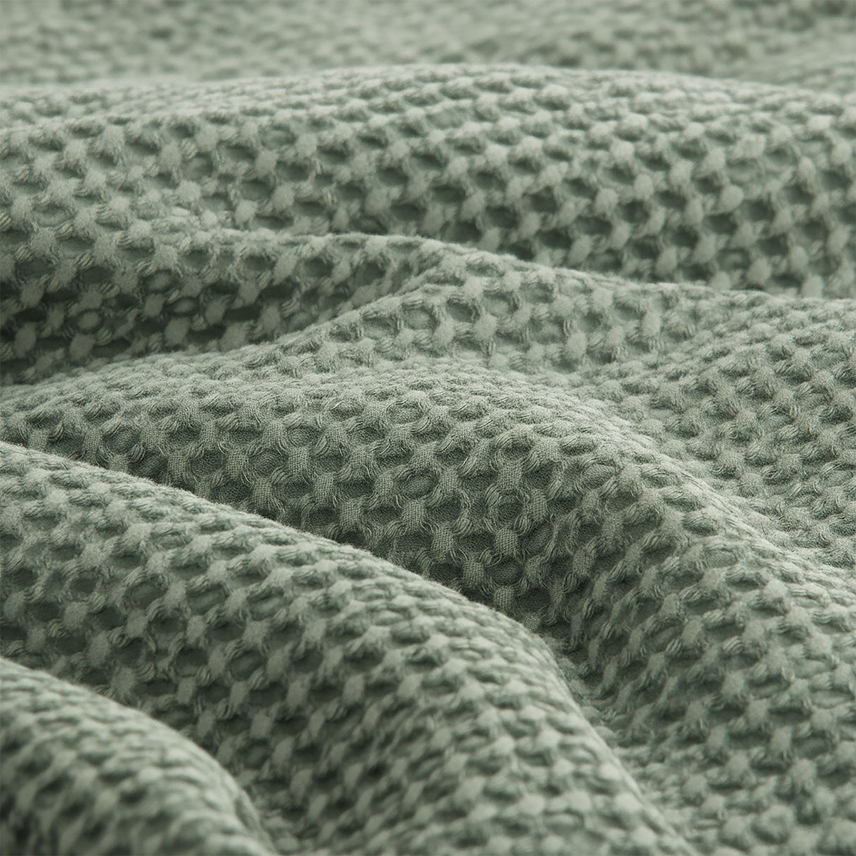 Cloud Linen  Stone Washed Cotton Waffle Comforter Set King/Super King Moss
