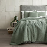 Cloud Linen Boronia Stone Washed Cotton Waffle Comforter Set Double/Queen Moss