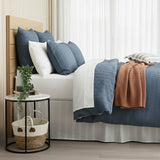 Cloud Linen Celeste Seersucker Cotton Waffle Quilt Cover Set King Ink