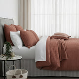Cloud Linen Celeste Seersucker Cotton Waffle Euro P/Case Rust