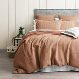 Cloud Linen Celeste Seersucker Cotton Waffle Quilt Cover Set Queen Rust