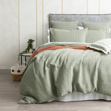 Cloud Linen Celeste Seersucker Cotton Waffle Quilt Cover Set Double Sage