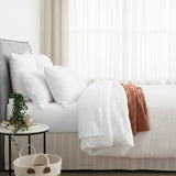 Cloud Linen Celeste Seersucker Cotton Waffle Quilt Cover Set King Ivory