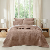 Renee Taylor Archie Cross Stitch Velvet Coverlet Set Queen/King Wood