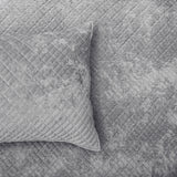 Renee Taylor Archie Cross Stitch Velvet Coverlet Set Super King Silver Line