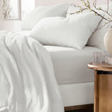 Renee Taylor Washed Linen Cotton Sheet Set King White