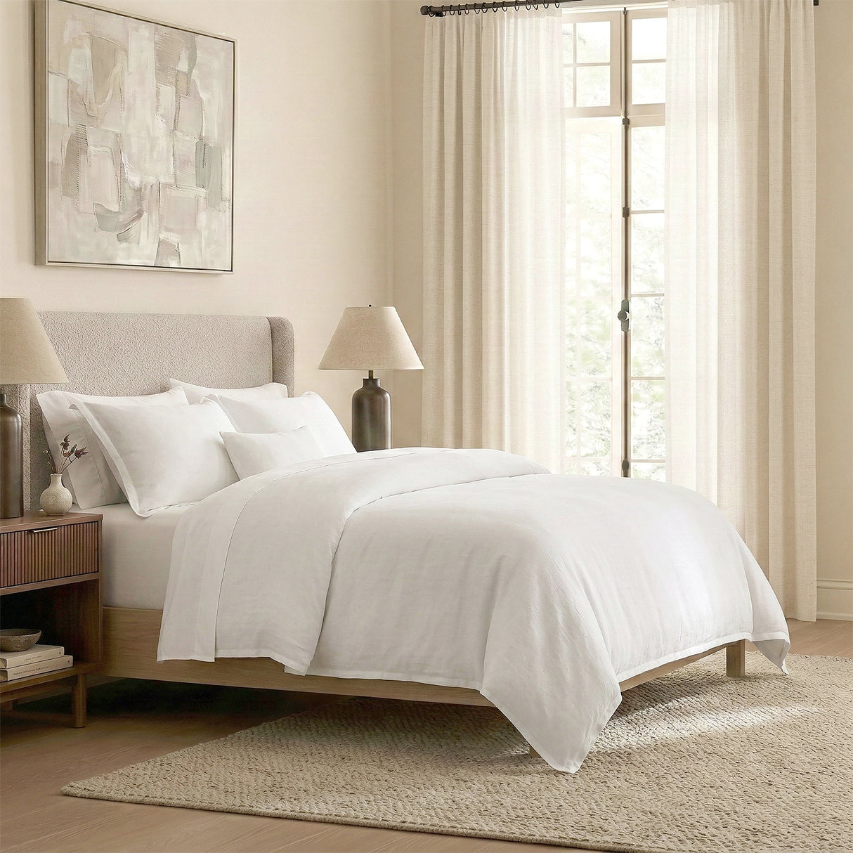Renee Taylor Washed Linen Cotton Quilt Cover Set Super King White