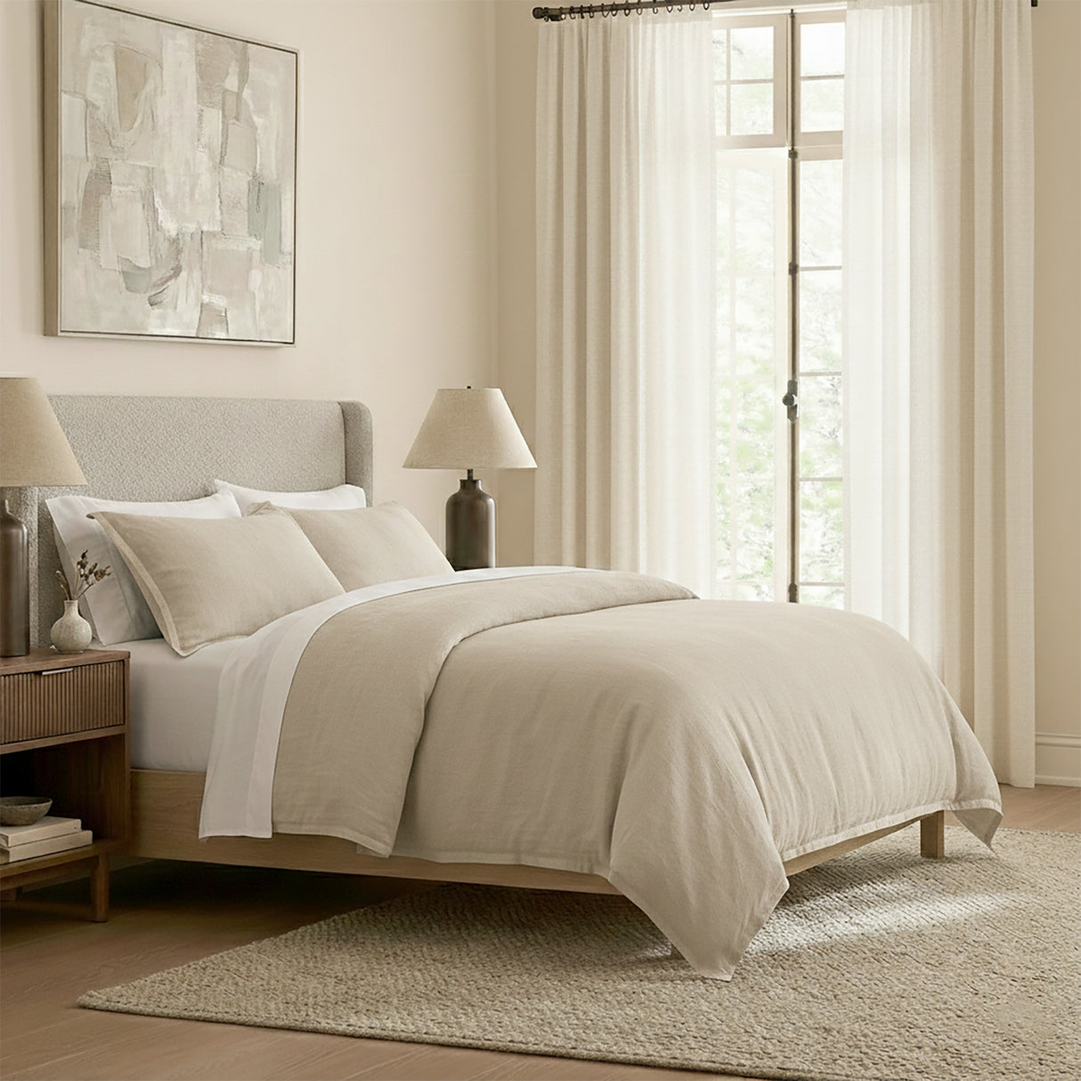 Renee Taylor Washed Linen Cotton Quilt Cover Set Super King Natural