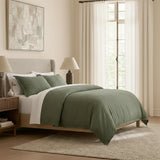 Renee Taylor Washed Linen Cotton Quilt Cover Set Queen Leaf