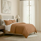 Renee Taylor Washed Linen Cotton Quilt Cover Set Queen Terracotta