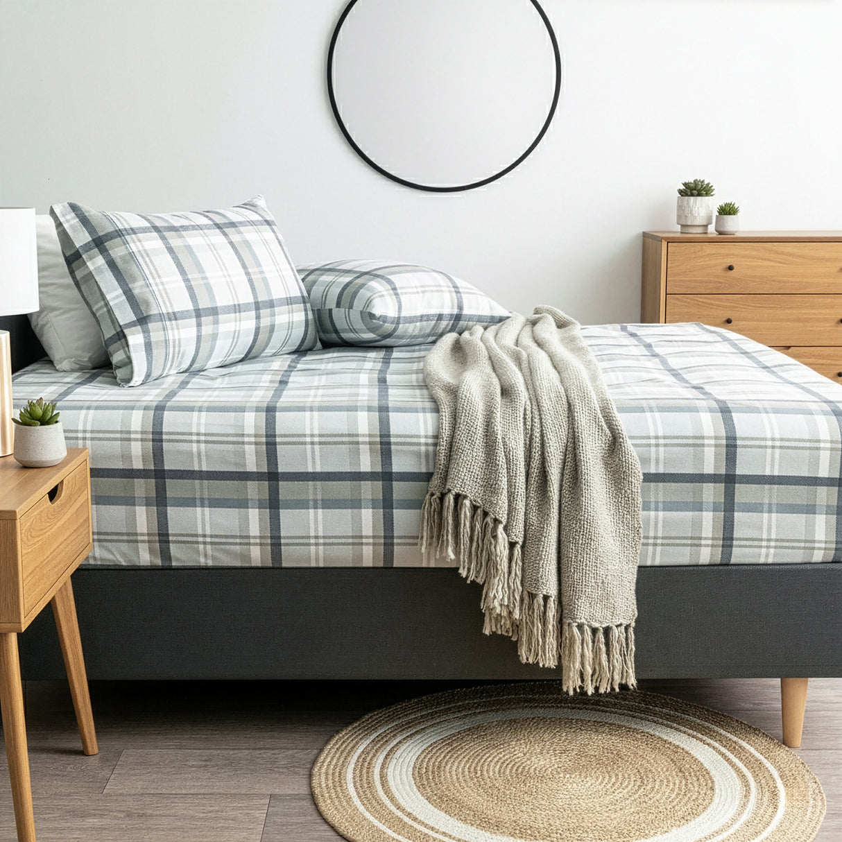 175 GSM Egyptian Cotton Flannelette Fitted & Pillow Case Super King Heathered