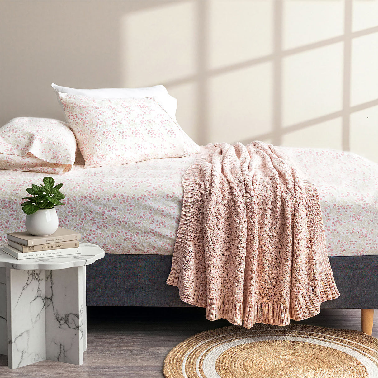 175 GSM Egyptian Cotton Flannelette Fitted and Pillow Case Set King Bloomsbury