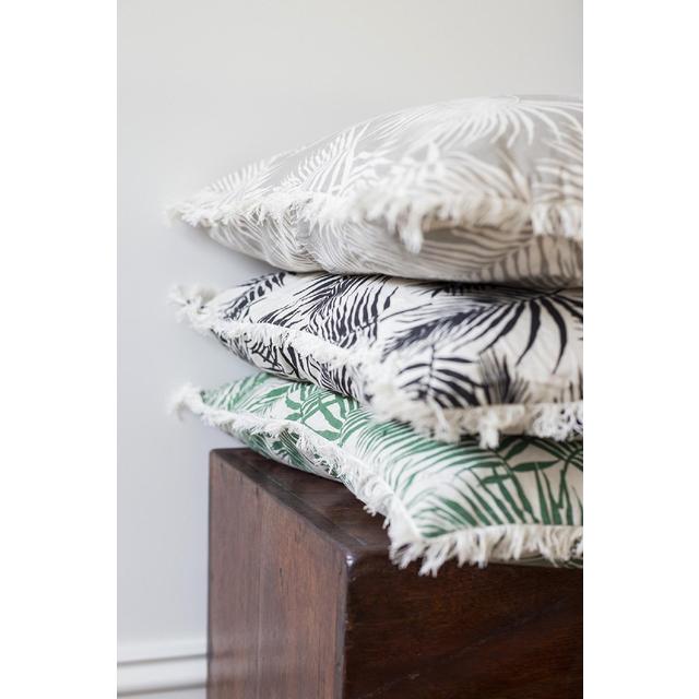 Cushion - Palm With Fringe Raven - Raine and Humble
