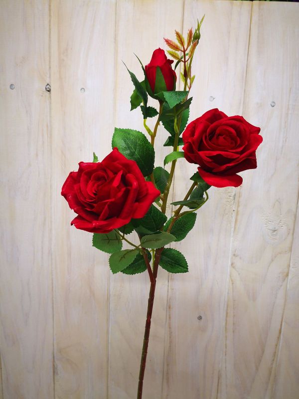 Artificial Flower Spray - Mixed Rose Bud (Red)