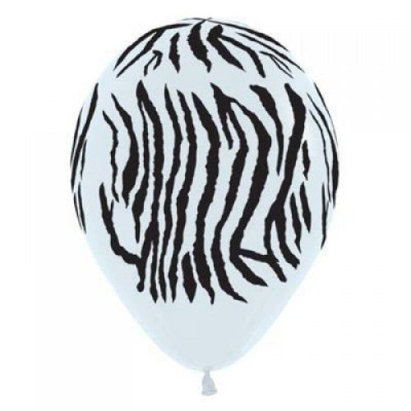 Latex Balloons - Zebra Animal Print - 12 Pack (Fashion Black And White)
